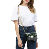 Moana Faux Leather Shoulder Bag (green/white)