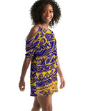 Moana Womens Open Shoulder A-Line Dress (yellow)