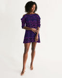 Kekai Womens Open Shoulder A-Line Dress (purple/blue)