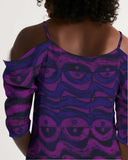 Kekai Womens Open Shoulder A-Line Dress (purple/blue)