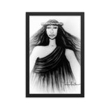 Poliʻahu (Snow Goddess) Graphite pencil Signed Framed poster print